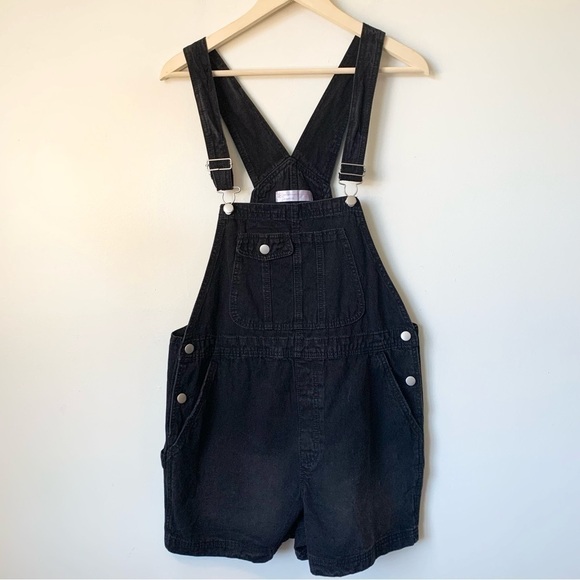 SALE! NO BOUNDARIES Black Denim Shortalls Size Junior Large 11/13 - Picture 1 of 5